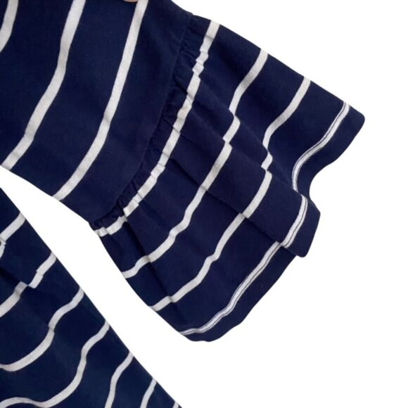 Tommy Bahama Navy & White Striped Ruffle Sleeve Top Small - Picture 4 of 4
